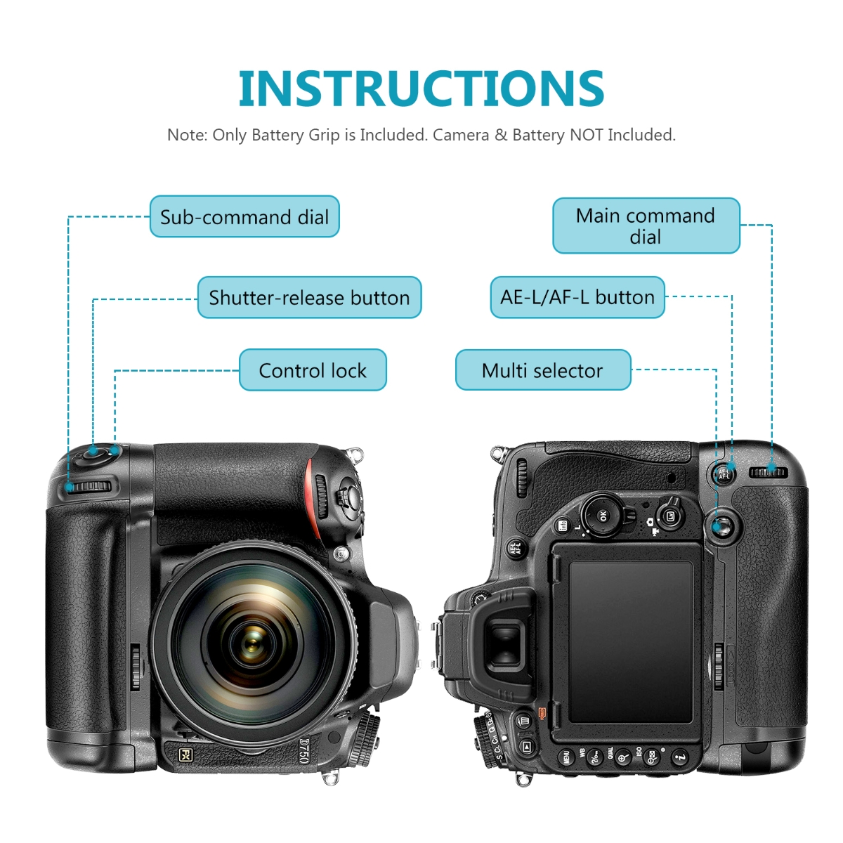 NEEWER バッテリーグリップ Nikon D750 DSLRカメラに対応
