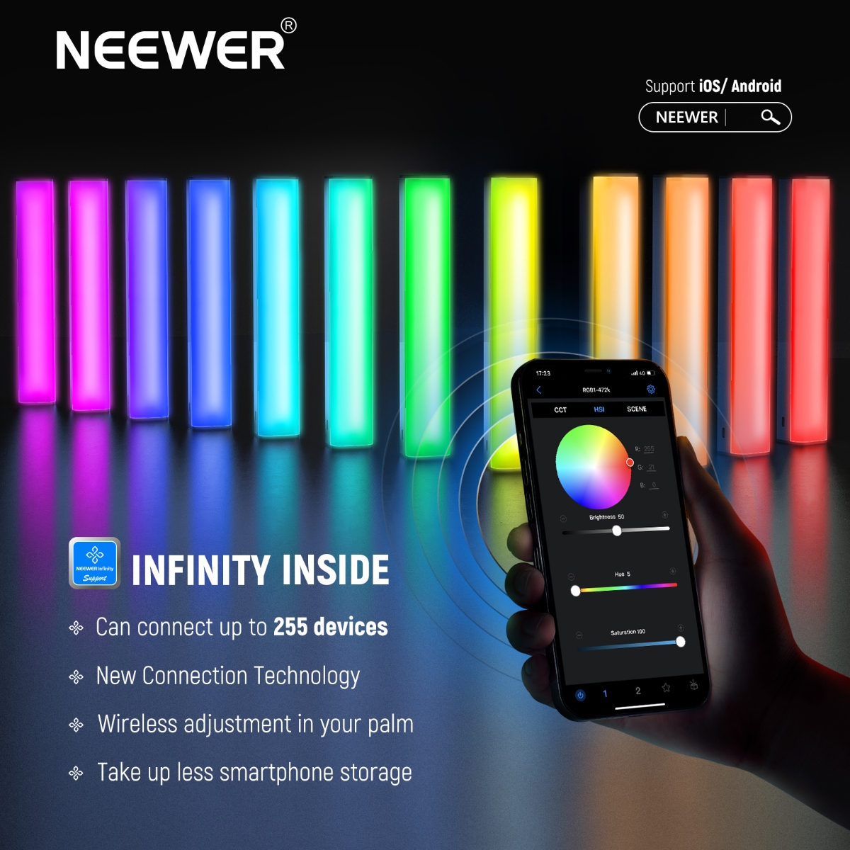 NEEWER RGB1 アプリ制御可 LEDビデオライトスティック(ローズゴールド)