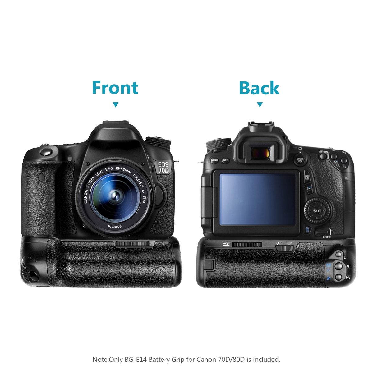 NEEWER バッテリーグリップ&ホルダー Canon EOS 70D 80D 90D DSLRカメラに対応