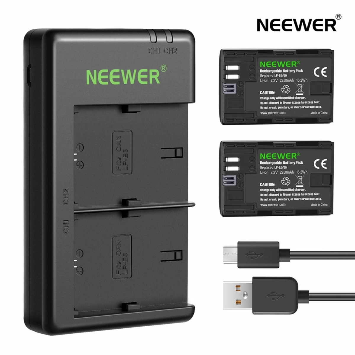 NEEWER 交換用LP-E6NHバッテリー/充電器セット