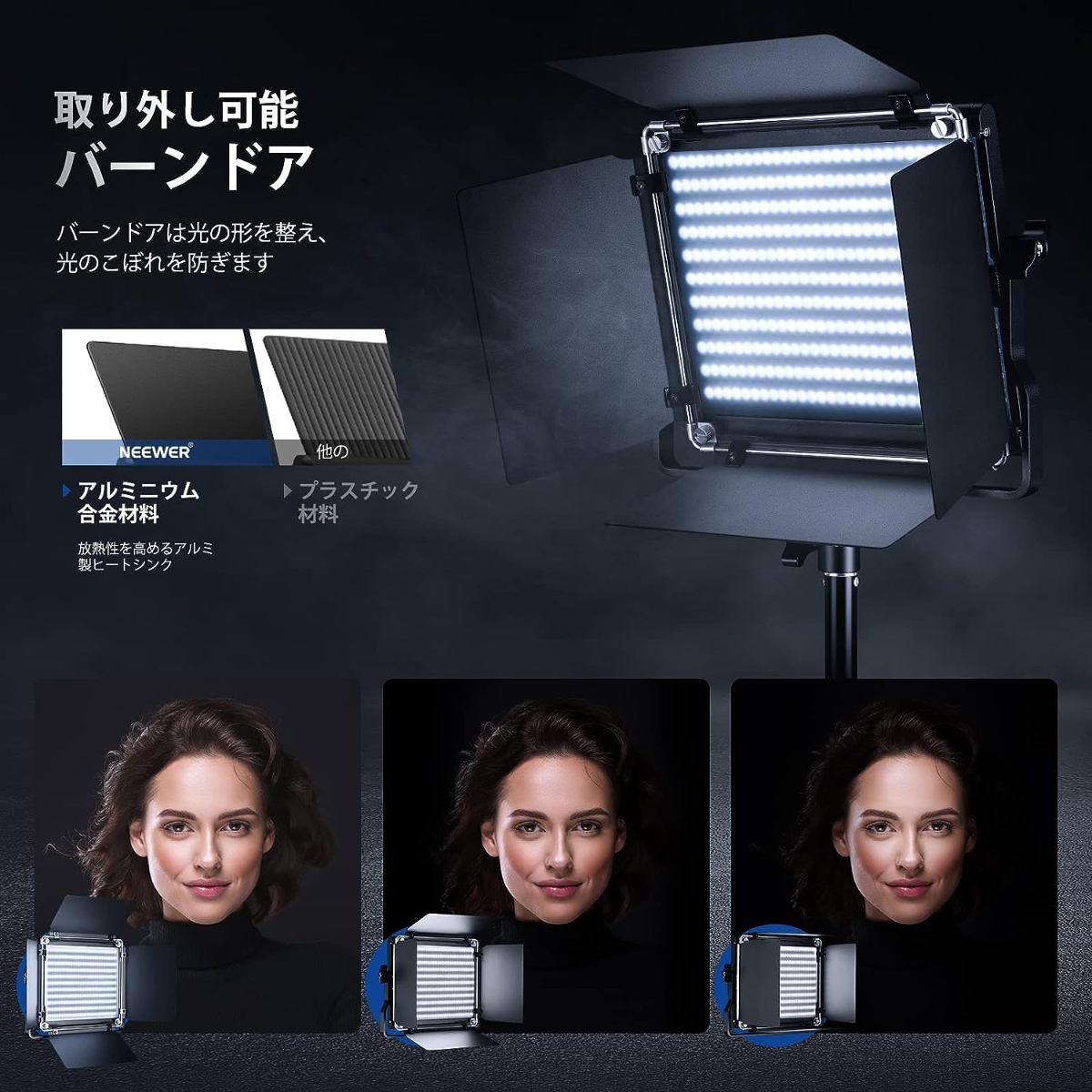 【2点：撮影照明＋スタンド付】Neewer二色660 LEDビデオライト