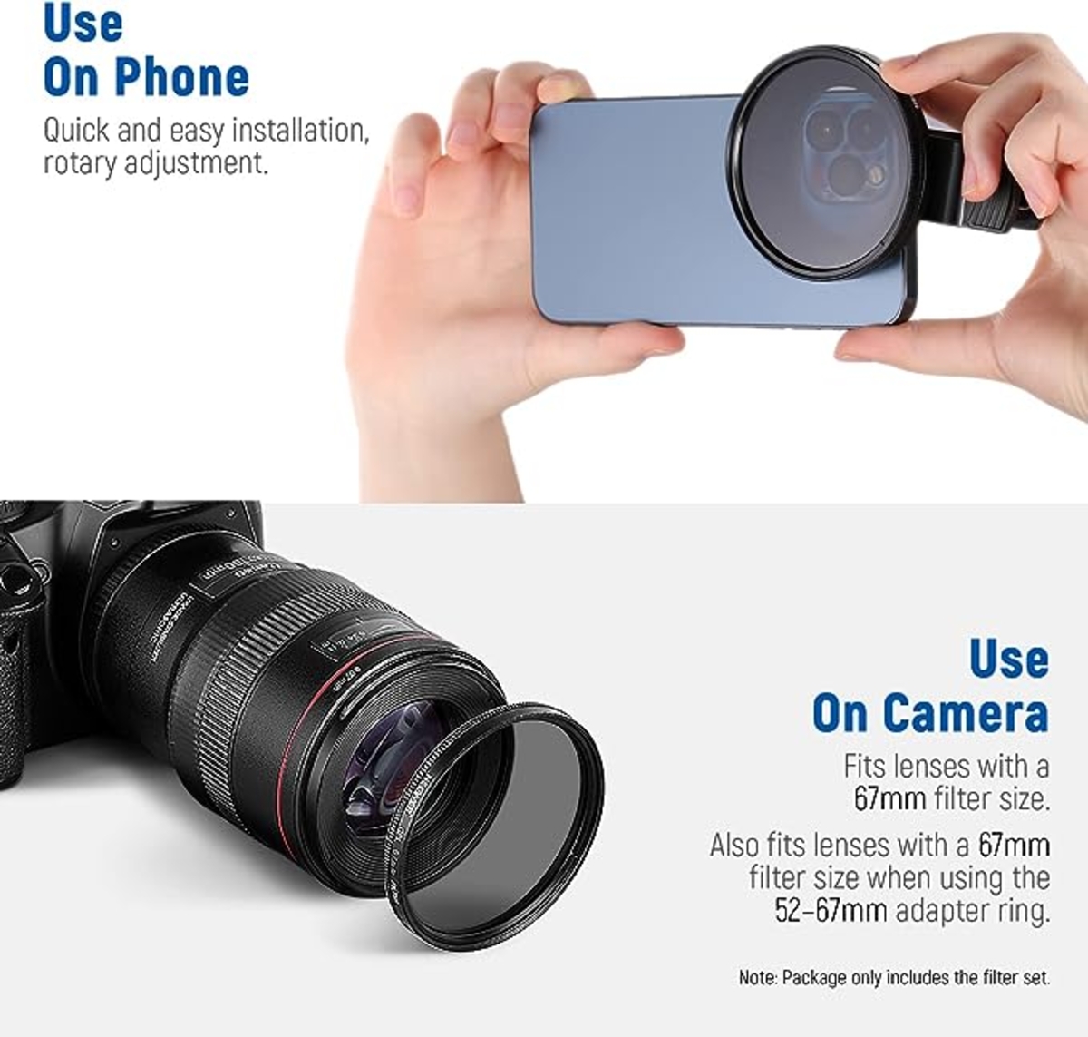NEEWER 67mmレンズフィルターキット スマホレンズクリップ+CPL+ND32+6本線クロスフィルター+色補正フィルター（4色）付き  iPhone 14 Pro Max 13 12 11 & カメラに対応