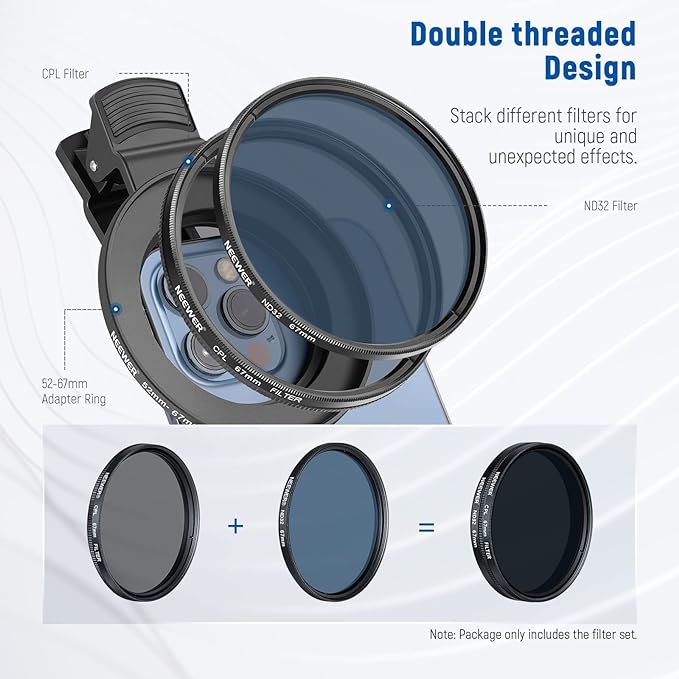 NEEWER 67mmレンズフィルターキット スマホレンズクリップ+